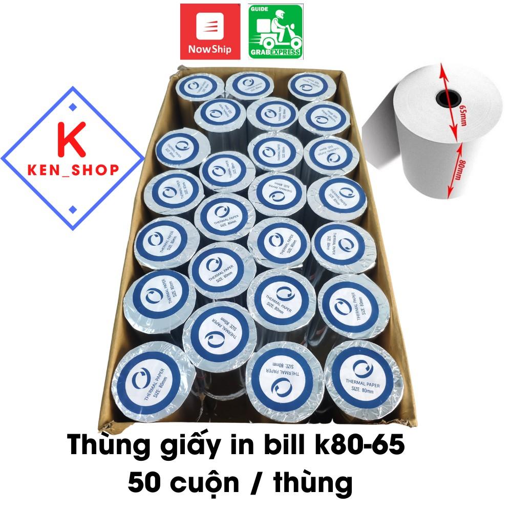 THÙNG GIẤY IN BILL K80 45, K80 65, K80 80, GIẤY IN HÓA ĐƠN KHỔ 80MM, GIẤY IN NHIỆT KHỔ 80MM