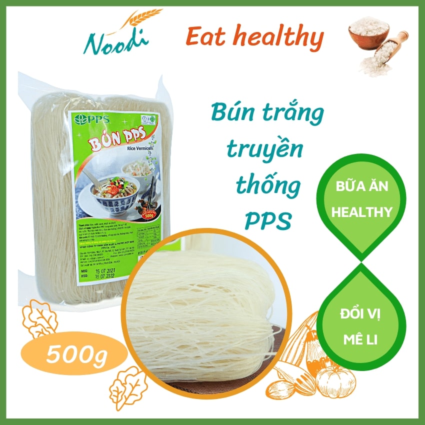 Bún Khô PPS 500g Trụng ra 1,5kg Bún Tươi/Bún Gạo Khô Ngon Như Bún Tươi Sấy Khô  bun gao khô- Bún Khô Giòn Giai, Mềm Dẻo, Không Nát, Không bở/ Đặc biệt không cần ngâm, chế biến trực tiếp 3 tới 5 phút