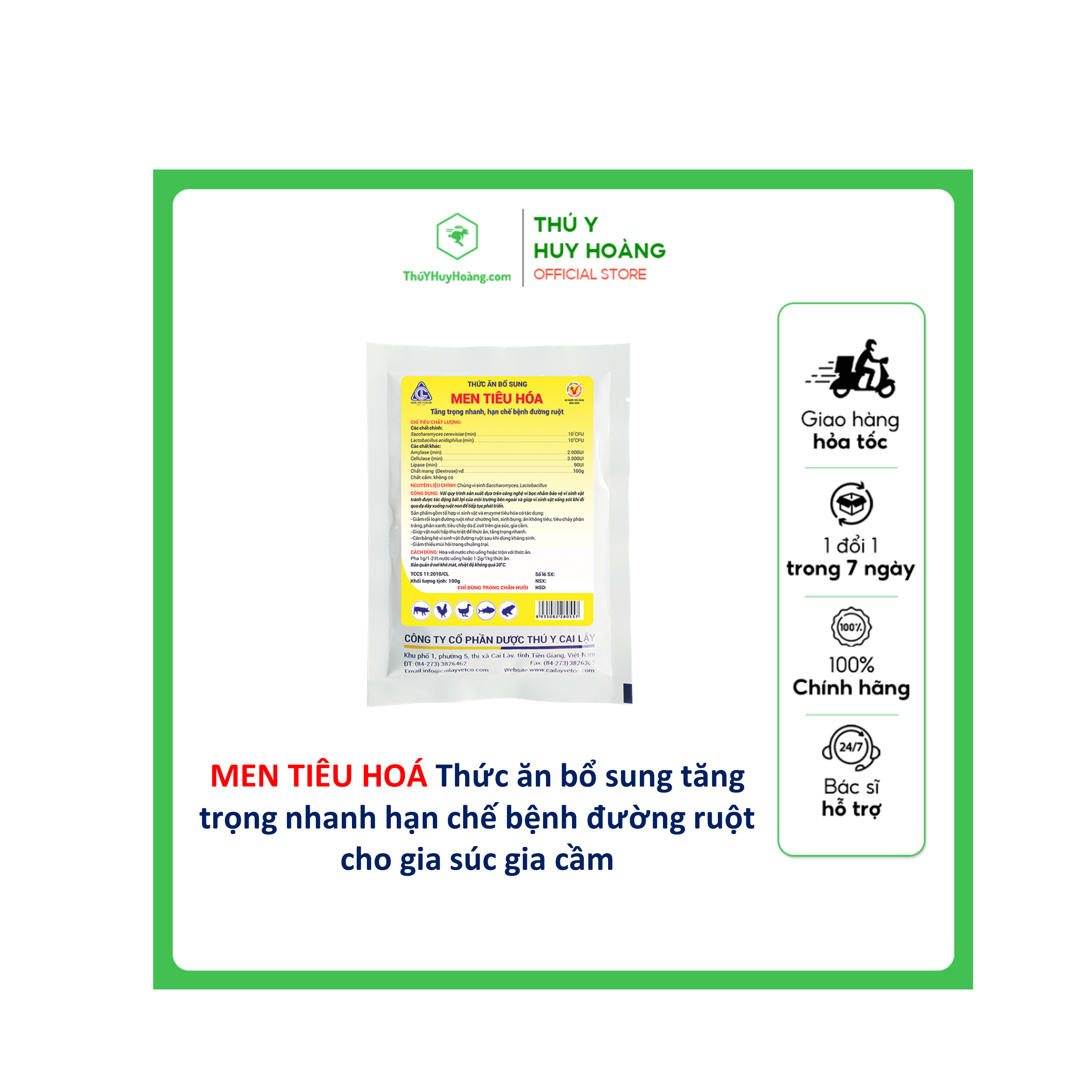 Thức ăn bổ sung MEN TIÊU HOÁ tăng trọng nhanh hạn chế bệnh đường ruột