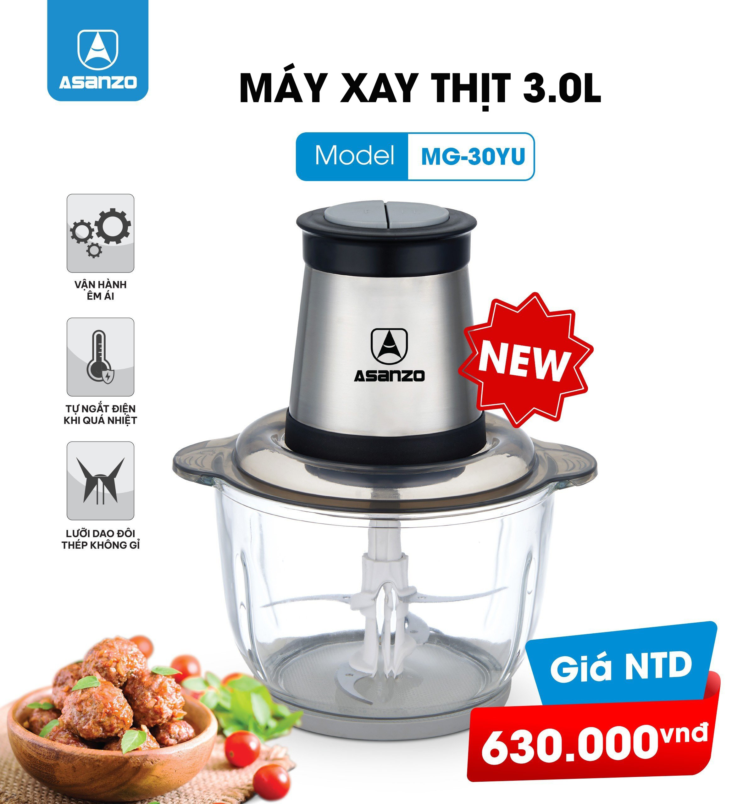 MÁY XAY THỊT ASANZO MG-30YU - Hàng chính hãng