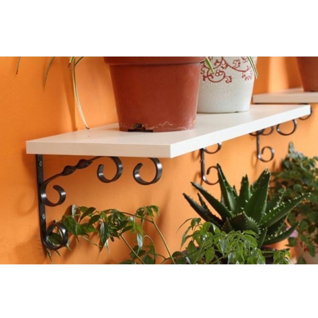 2x Metal Black Floating Wall Shelf Bracket Support Holder Wall Rack DIY #1