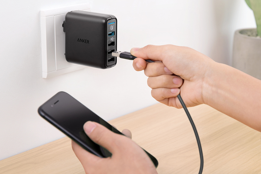 Adapter Sạc 4 Cổng Anker PowerPort Speed 43.5W Hỗ Trợ Sạc Nhanh QC 3.0 - A2040111 (Đen) - Hàng Chính Hãng