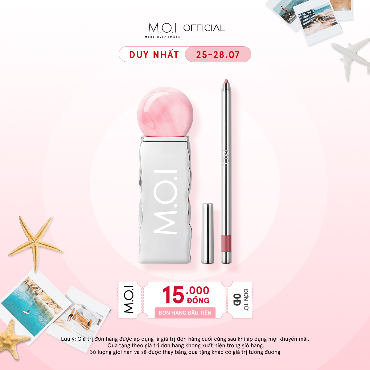 Bộ đôi M.O.I SON TINT LÌ NHẸ MÔI LÂU TRÔI 12H LOLLIPOPS - Matte Lasting Lip Tint - Lollipops và Chì kẻ viền môi đa năng Perfect Shape Lip Liner