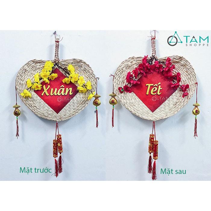 Vòng hoa treo cửa Tết Handmade quạt nan số 17 (2 mặt)