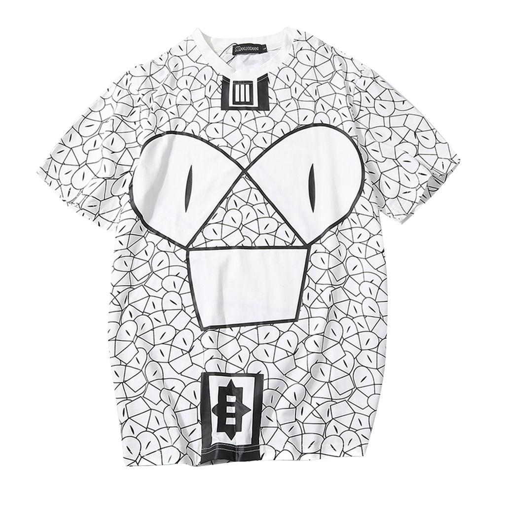 Fashion T-Shirt Men's Geometric Printed Summer Tops Vest Cotton Short Sleeve Round Neck Shirt Tees