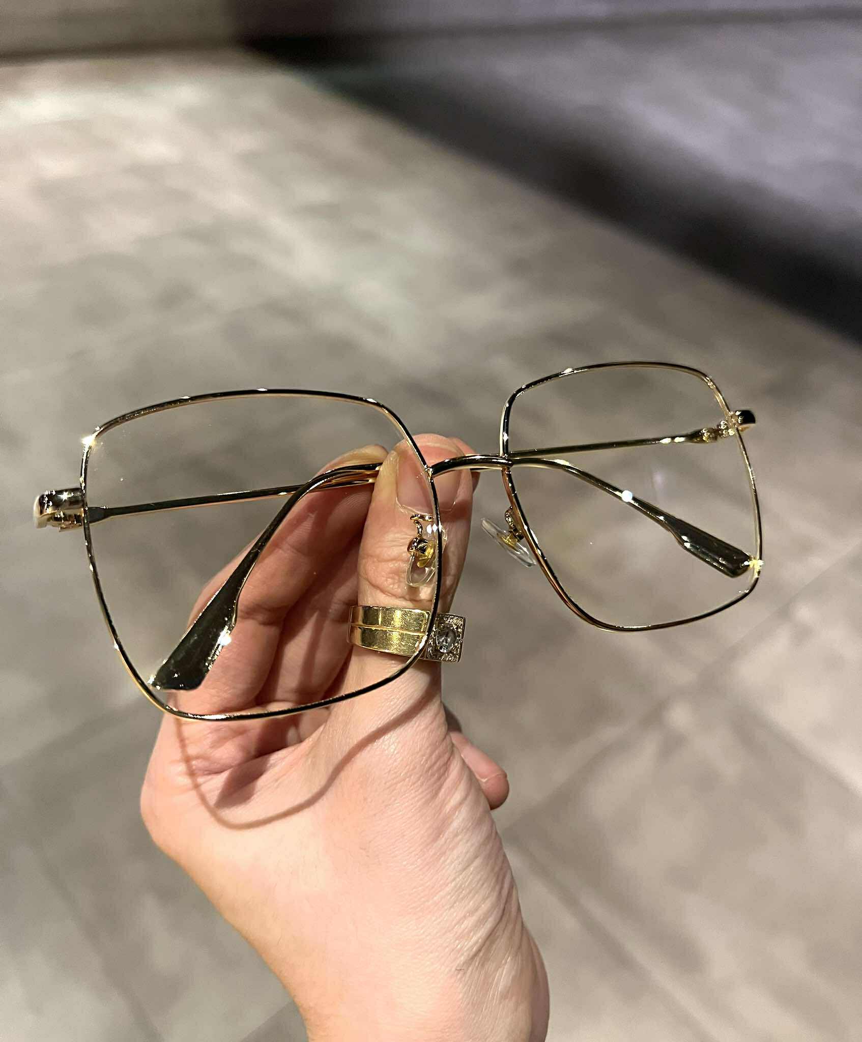 Kính mắt kim loại Korea chống ánh sáng xanh dáng vuông cho nam nữ unisex nam nữ