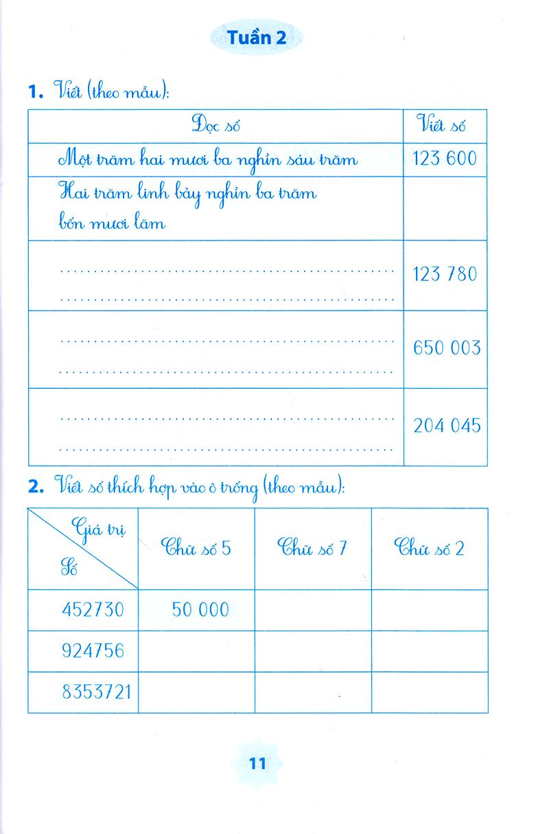 Vở Bài Tập Môn Toán Học Kì 1 (Lớp 4)