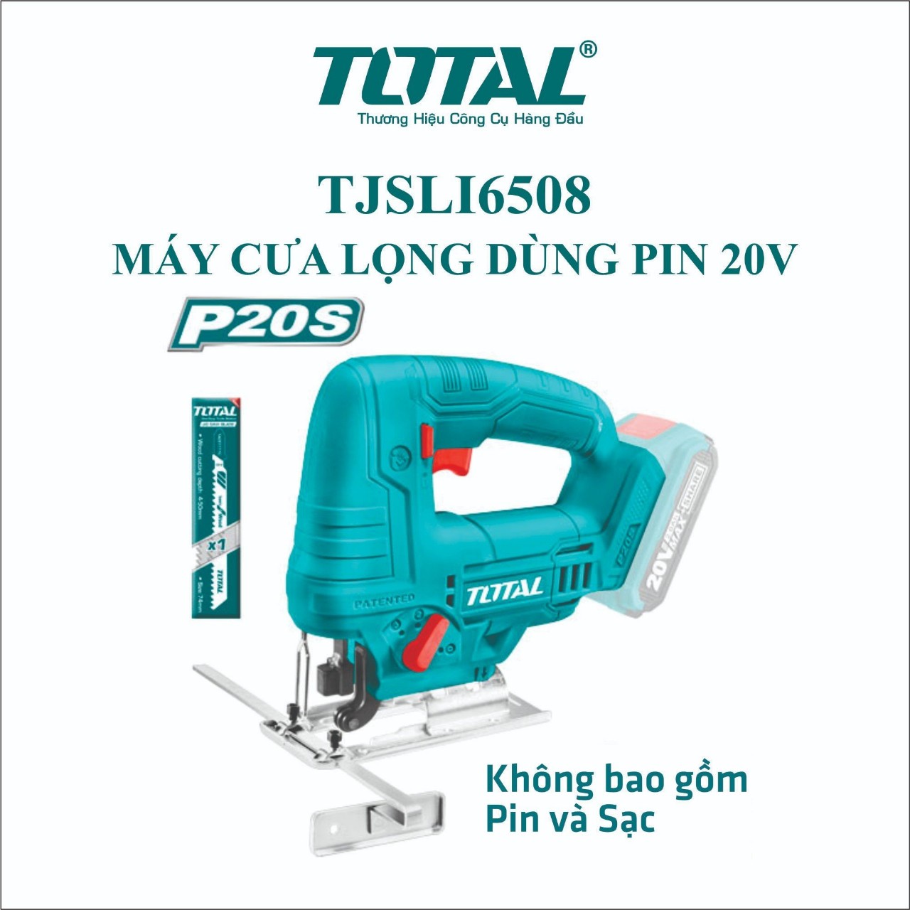 Máy cưa lọng dùng pin Lithium 20V TOTAL TJSLI6508 KHÔNG KÈM PIN SẠC