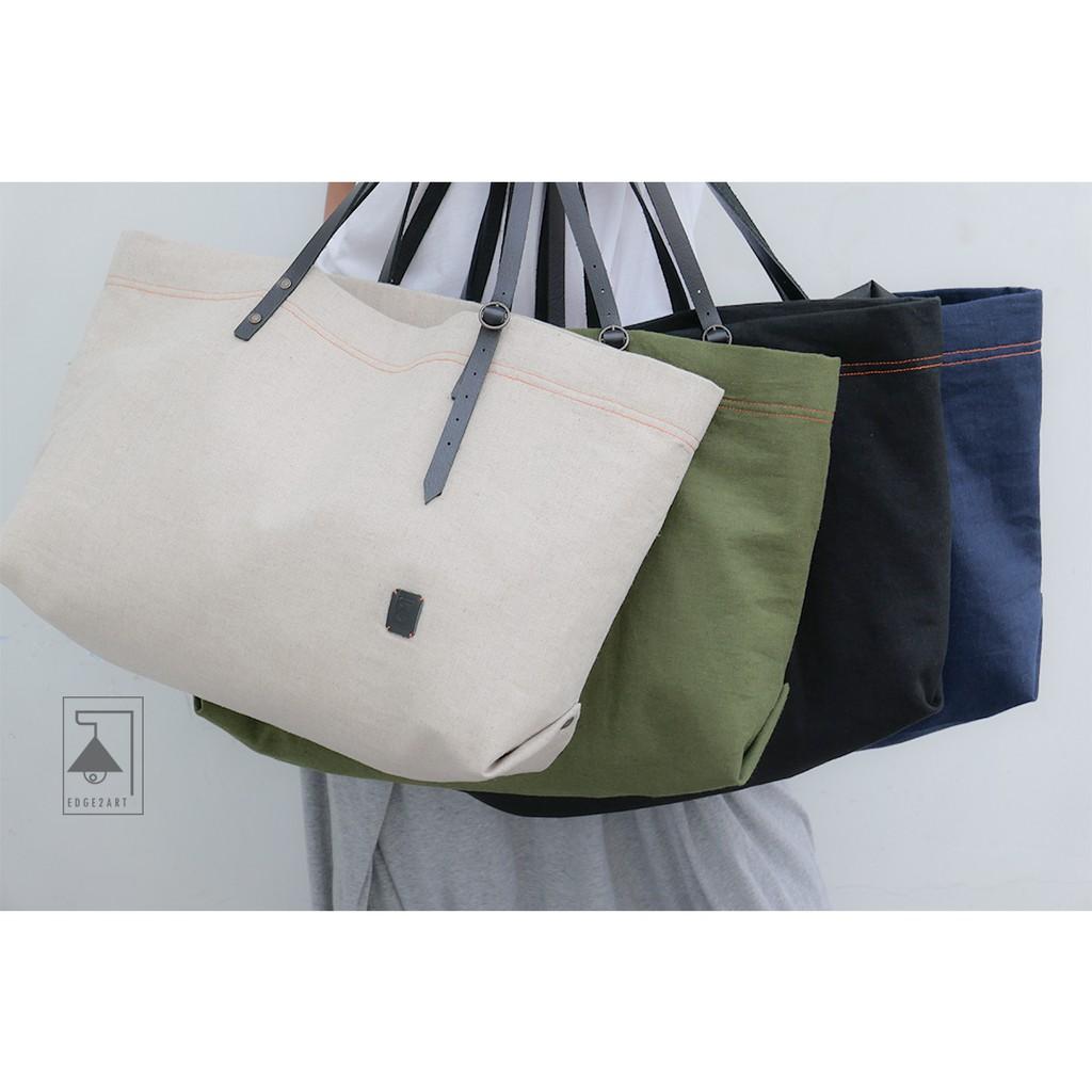 Túi Tote Vải Linen ZÍM ACTIVE - Quai Da Trâu - Kích thước 61 x 33 CM