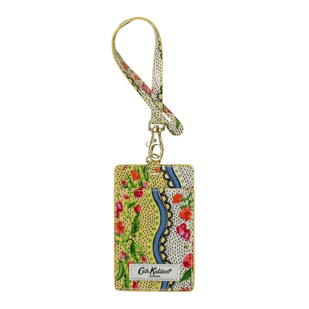 Cath Kidston - Thẻ đeo /I.D Holder - Sweet Pea Stripe Small - Yellow -1042870