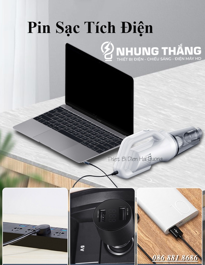Máy Hút Bụi Cầm Tay Mini Không Dây Cao Cấp ST-61010eg , ST-6101 - Lực Hút Siêu Mạnh 12000PA-120W - Sạc Tích Điện - Có Video