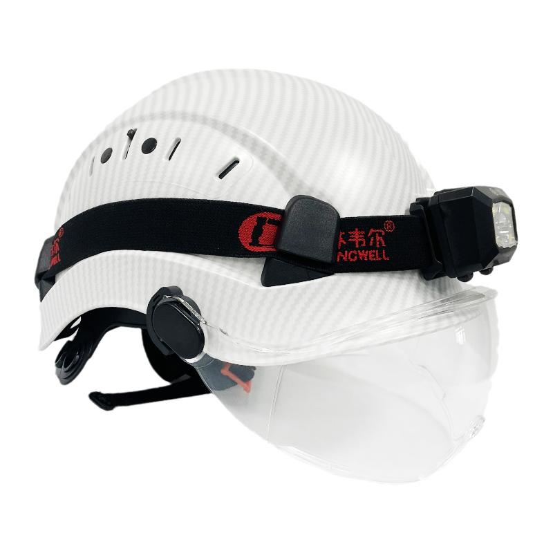 Darlingwell Carbon Fiber Color CR06X Safety Helmet With Goggles Led Light CE ABS HardHat Visor ANSI Industrial Work