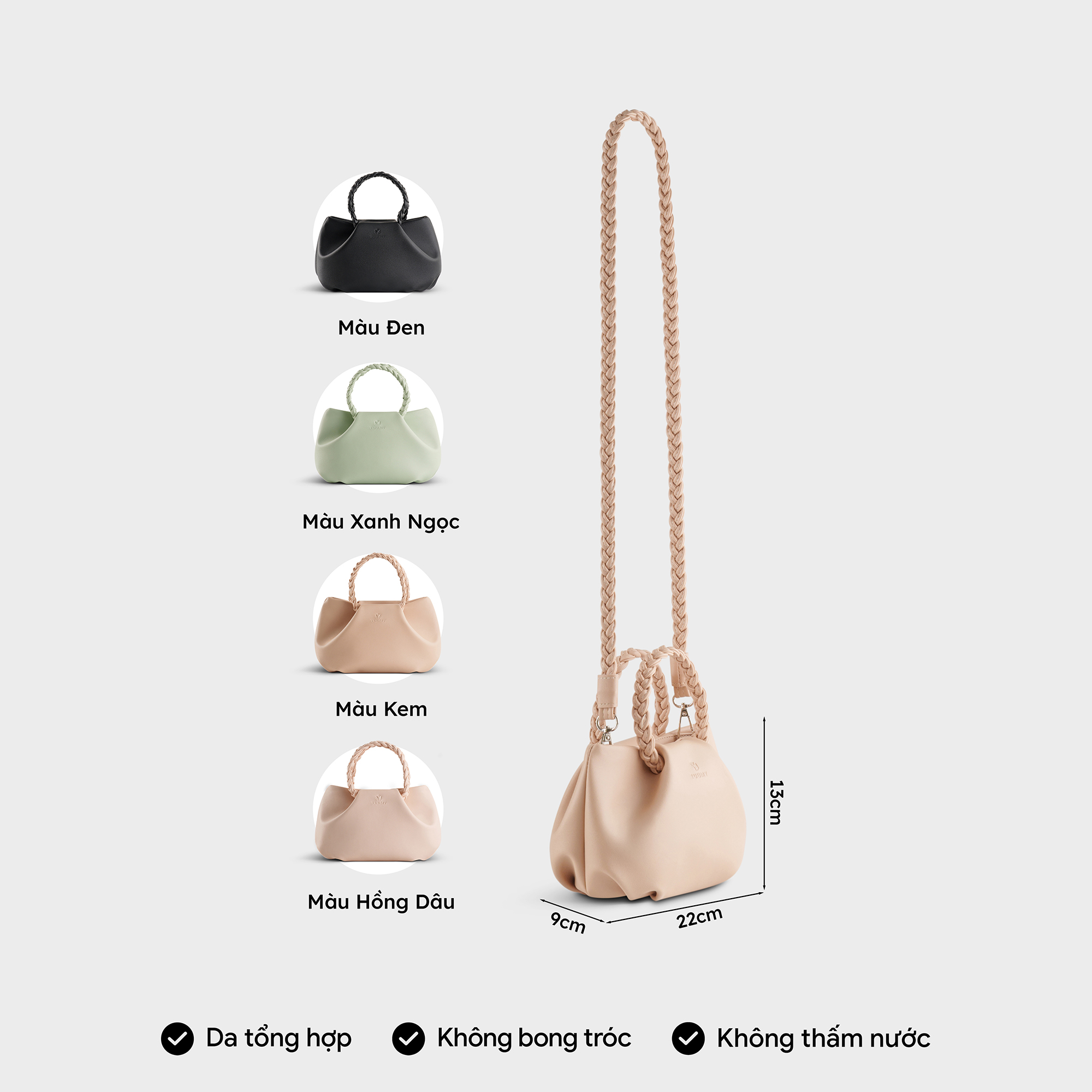 Túi Yuumy ( Thời trang nữ kiểu đám mây size 22  - Túi đeo chéo da Seasand YN257 )