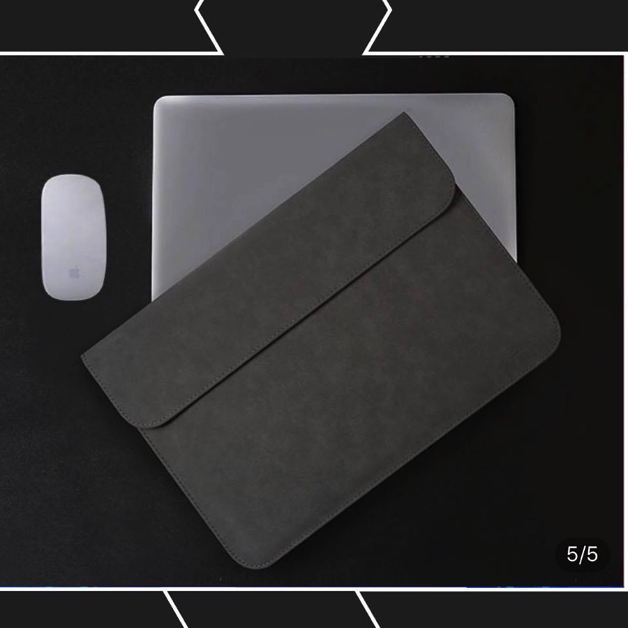 Bao da, túi da, cặp da chống sốc cho macbook, laptop chất da lộn kèm ví đựng phụ kiện - Xám - Macbook Pro 13.3 inch đời 2015 về trước