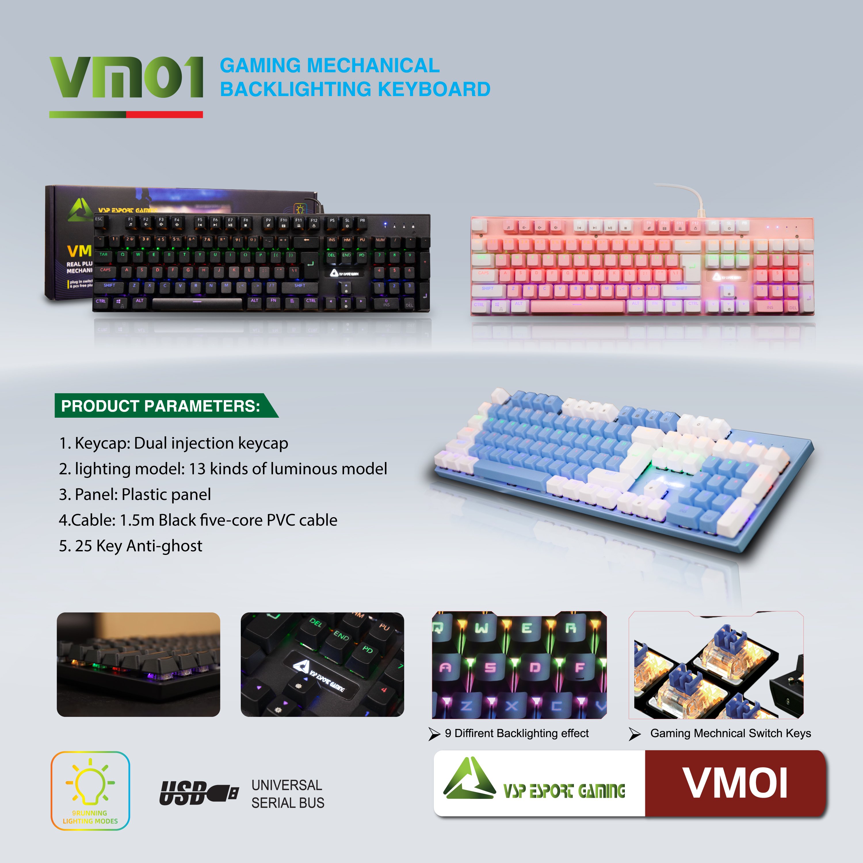 Bàn phím VSP eSport Gaming VM01 - JL - HÀNG CHÍNH HÃNG