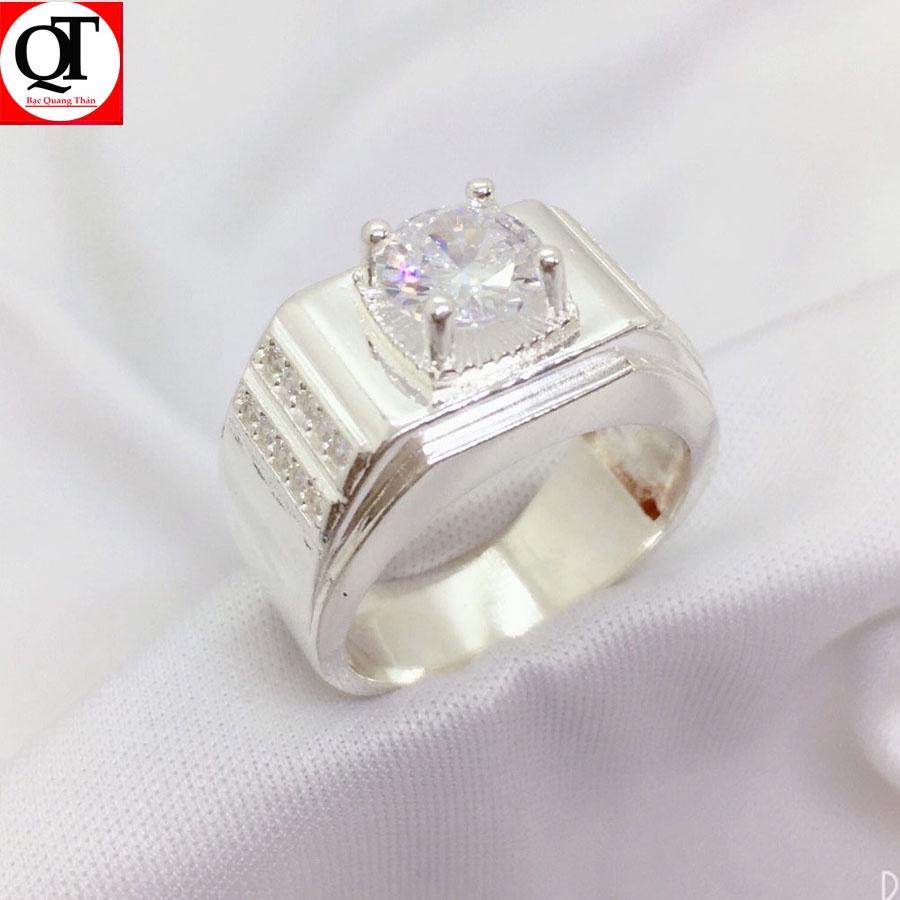 Nhẫn nam bản nhỏ ổ cao phong cách Hàn Quốc chất liệu bạc ta trang sức Bạc Quang Thản - QTNA61