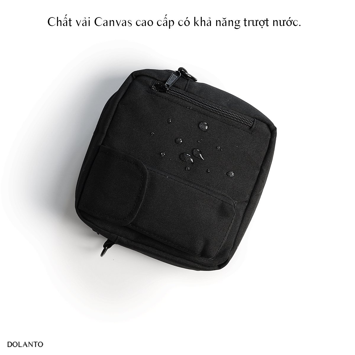 Túi Đeo Chéo Đen HARAS BAG Nhỏ Du Lịch Thời Trang Vải Canvas Cao Cấp Chống Thấm Nước Bao Tử Rẻ Tiện Nam Nữ DOLANTO