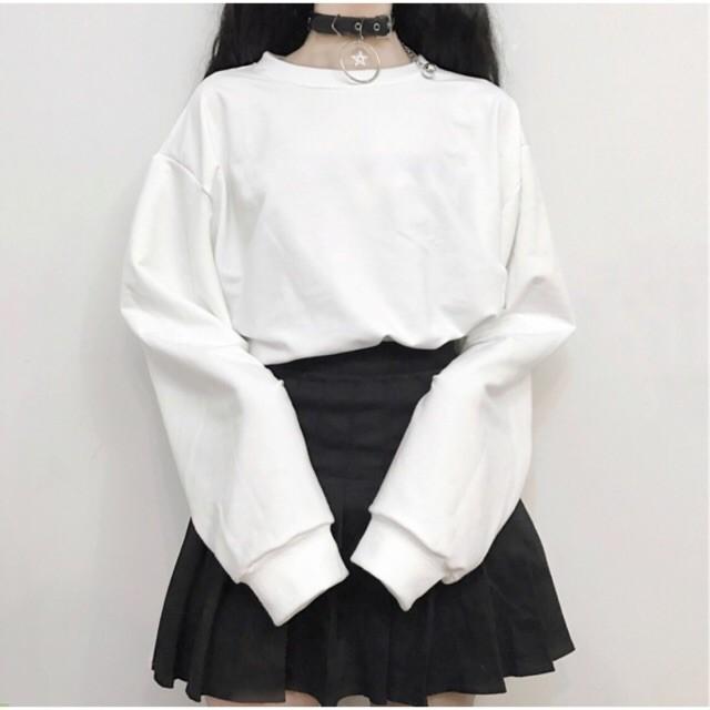 Áo Sweater Trắng Trơn Nam Nữ Phong Cách Hàn Quốc - Sweater Basic White