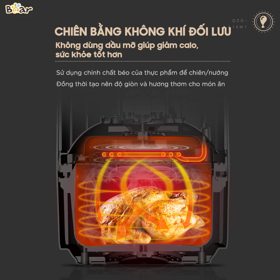 Nồi chiên không dầu 3.5L Bear Air Fryer VS-8083A - Đa chức năng, tự động thông minh - Bảo hành 18 tháng