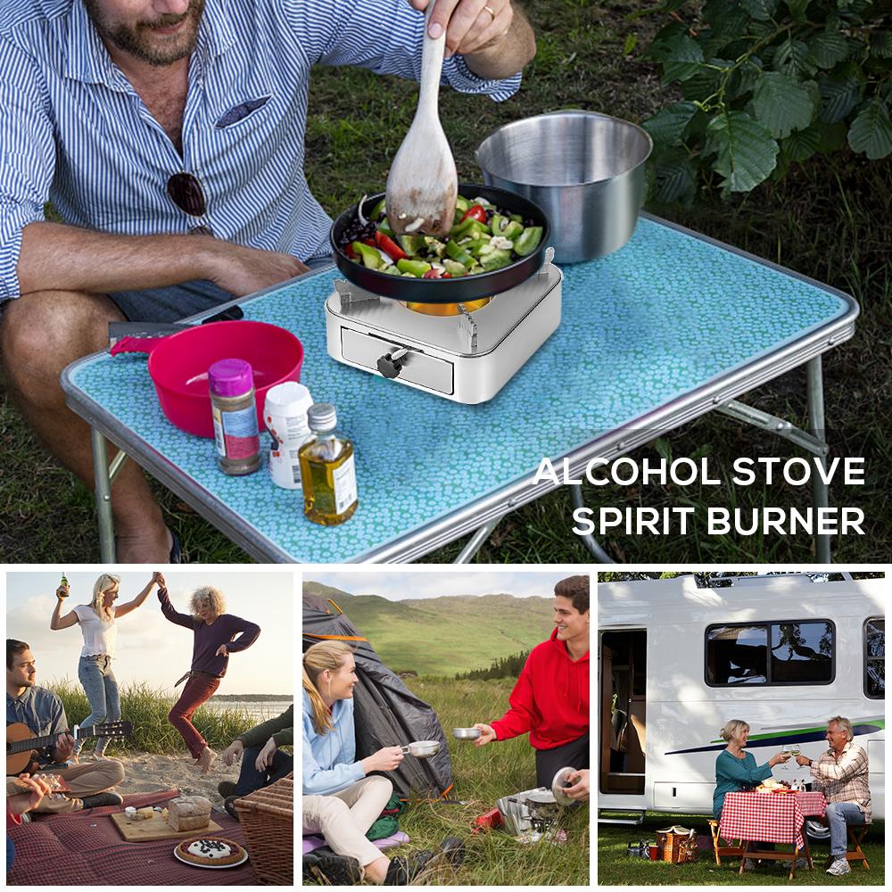 Alcohol Stove Spirit Burner with Push-pull Drawer for Outdoor BBQ Backpacking Camping Hiking