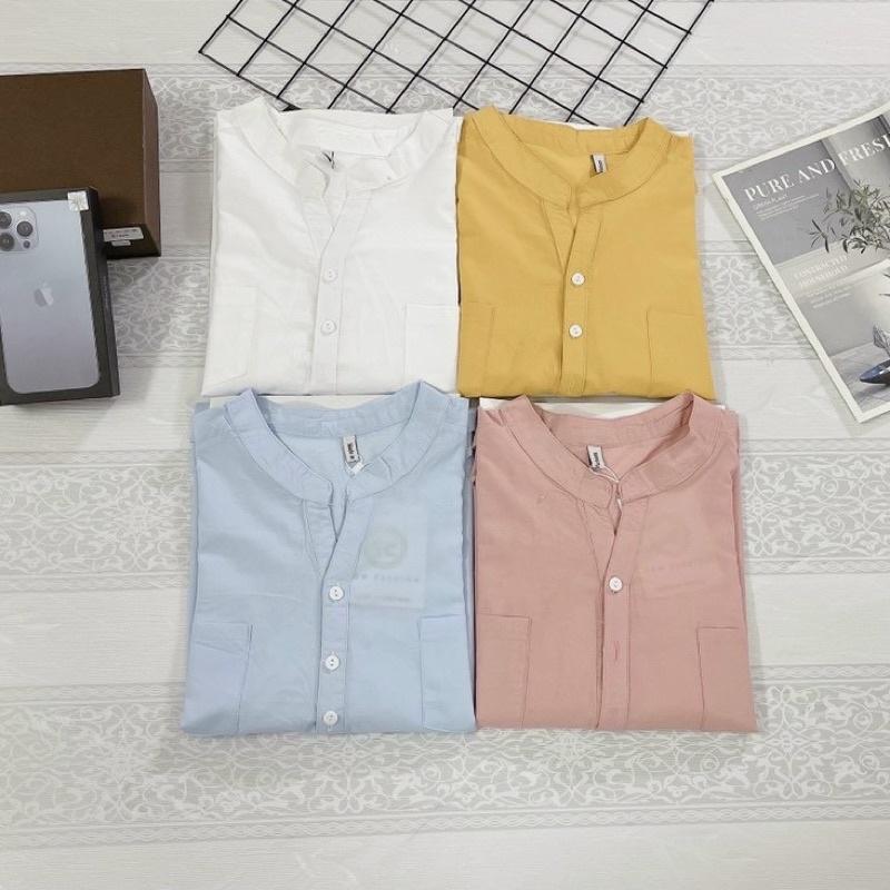 Áo sơ mi nữ cổ tàu tay lỡ form rộng hàng đẹp nhiều màu trẻ trung phong cách