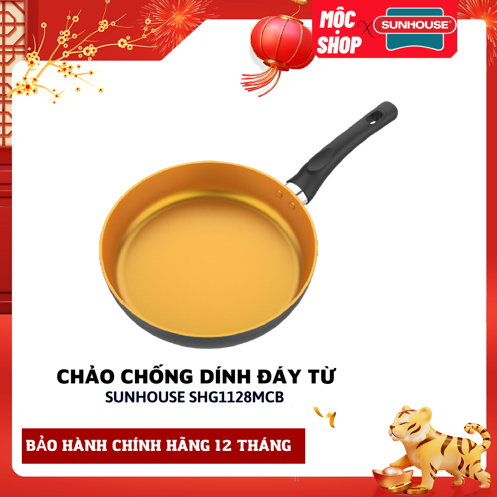 Chảo Chống Dính Đáy Từ Sunhouse Mama SHG1128MCB