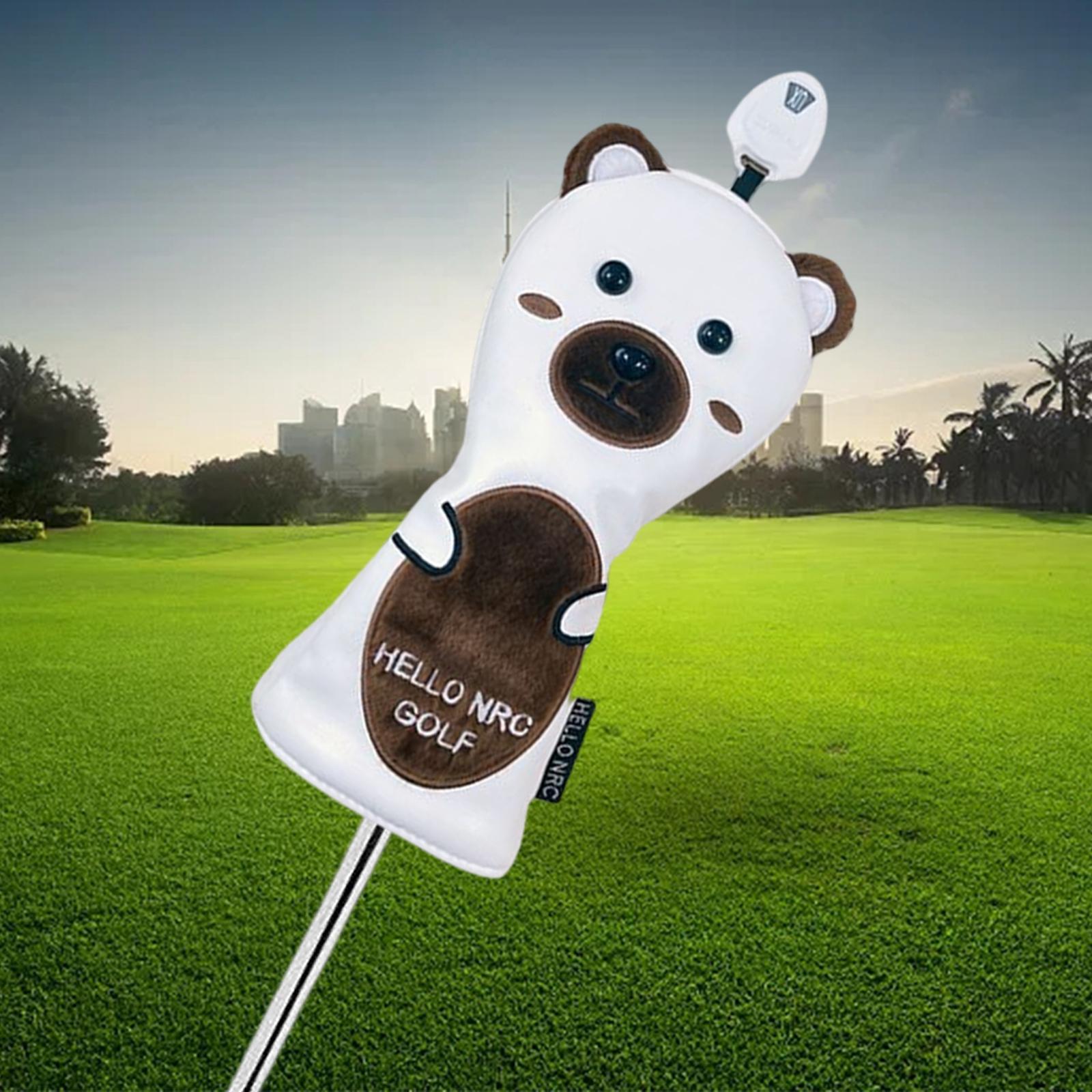 Golf Club Head Cover PU Leather Brown Bear Waterproof Driver Hybrid Fairway Cover