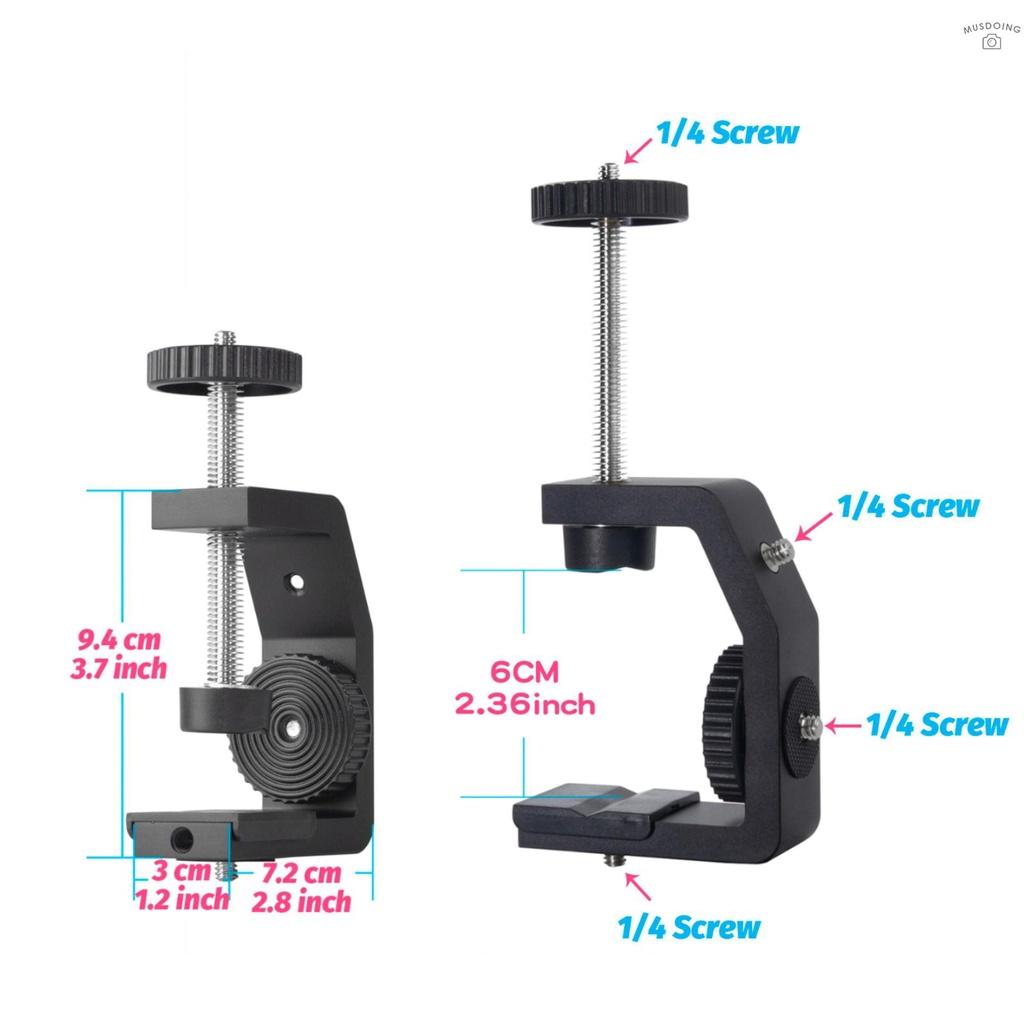 Bộ Kẹp Chữ C Bằng Hợp Kim Nhôm + Thanh Nối Dài 1 / 4 Inch Tùy Chỉnh Kèm Ốc Vít Dài 33~60cm Thông Dụng Cho Máy Ảnh