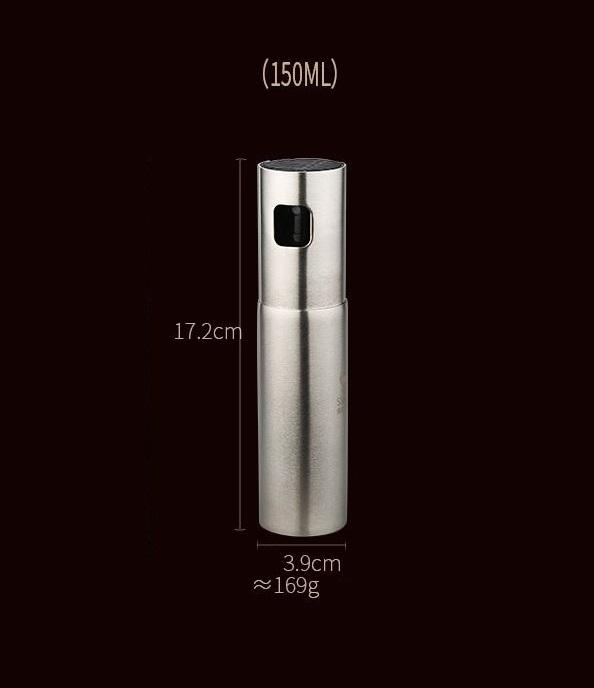 Bình Xịt Dầu Ăn Thân Inox 304 + Đầu Xịt inox 304 - 17.8x3.9cm 169g 150ml - Hàng Chất Lượng