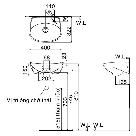 Chậu rửa Inax treo tường L-280V .Chất liệu sứ cao cấp mang tới vẻ sang trọng. Vật liệu xây dựng Big H