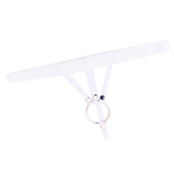 2-3pack Sexy Men's G String Thongs Underwear with Mental O Ring White