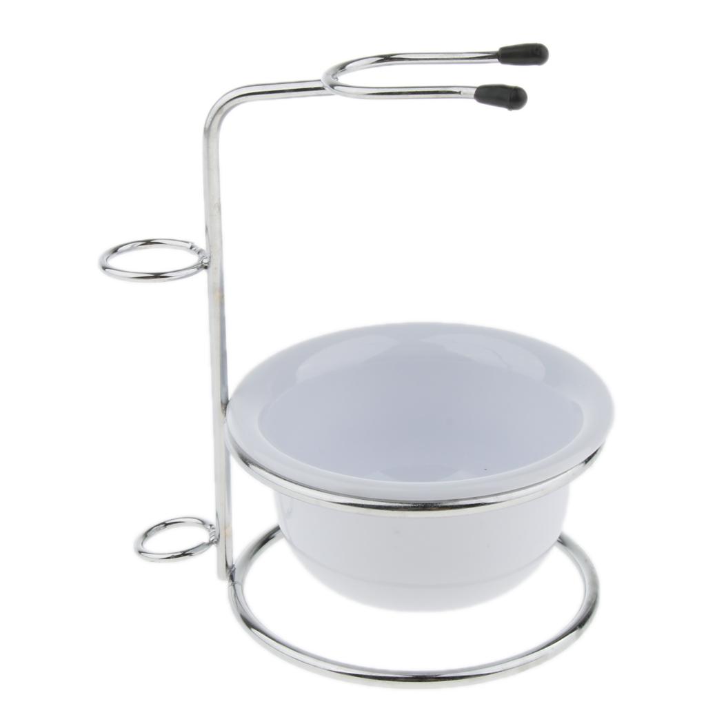 Silver Shave Set for Men, Shaving Stand with Soap Bowl Set - Fits for Most Razors and Brushes