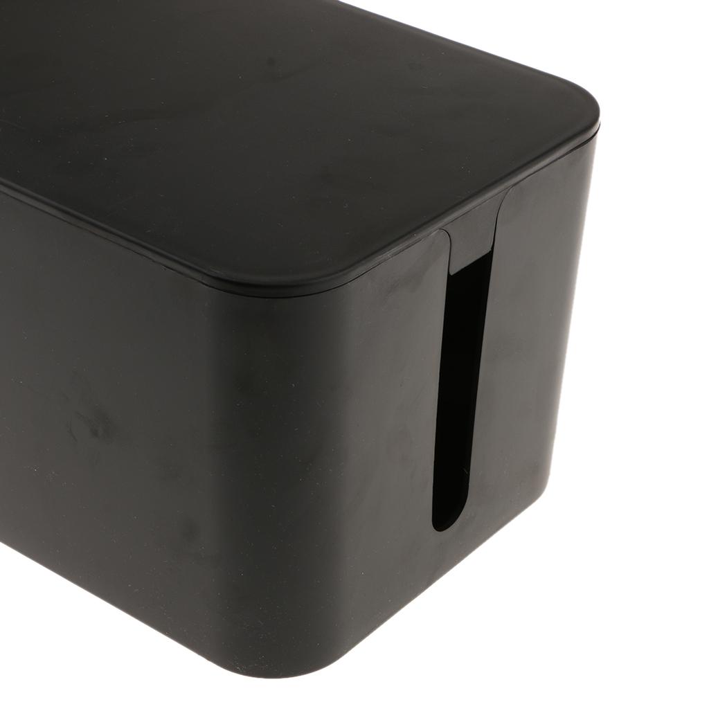 2x Cable Management Box Cable Organizer 16 "Cover Hide Hide Cable Connector Black