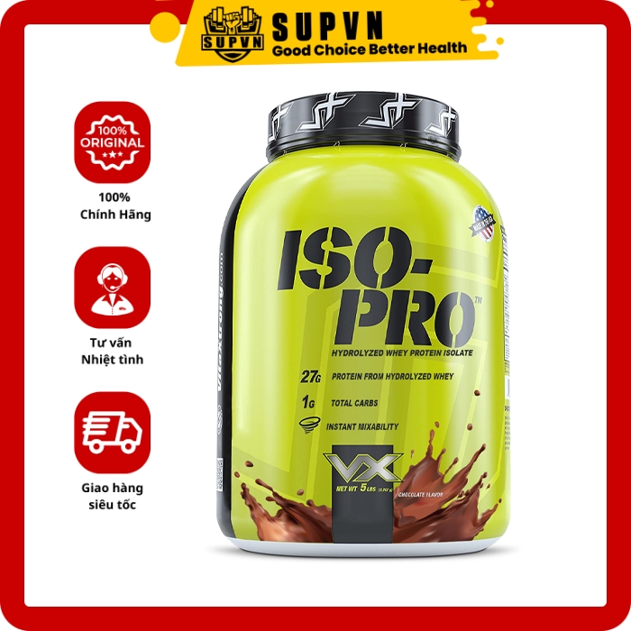 Iso Pro 5Lbs 100 Hydrolyzed Dòng Whey Protein Hỗ Trợ Tăng Cơ - Giảm Mỡ Chính Hãng Vitaxtrong - Chocolate