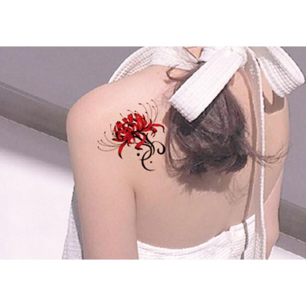 Hình xăm dán hoa bỉ ngạn màu 10x6cm+ quà tặng kèm