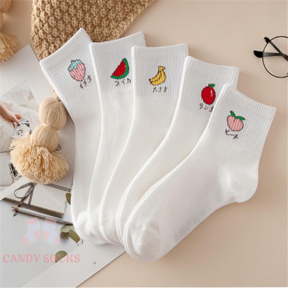 Tất nữ vớ nữ cổ trung, Set 5 đôi tất nữ phong cách Hàn Quốc, co dãn 4 chiều, chất liệu cotton Hàn cao cấp TN-187