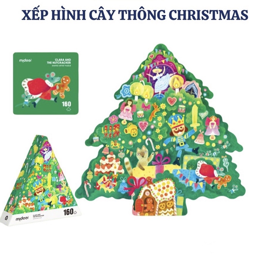 Đồ Chơi Xếp Hình Cây Thông Noel Cho Bé Mideer Clara and The Nutcracker - Shaped Artist Puzzle (160 mảnh ghép)