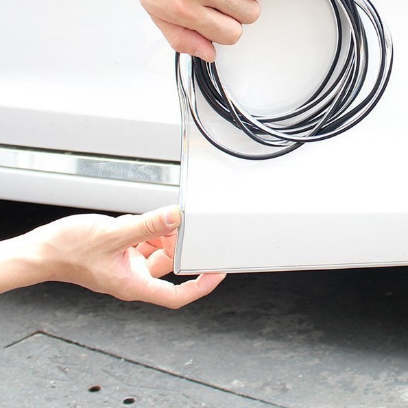 15 mét Cuộn nẹp viền cửa Ô tô mạ Crom chữ U trang trí và chống xước cho nội ngoại thất