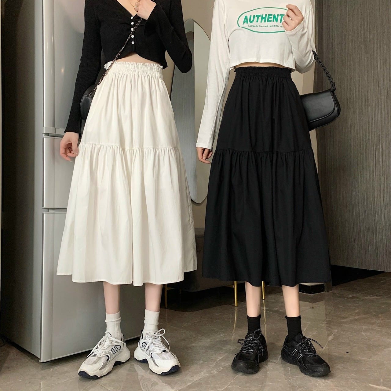 Chân Váy Voan Dài 3 Tầng Ulzzang Lưng Thun Siêu Dễ Thương