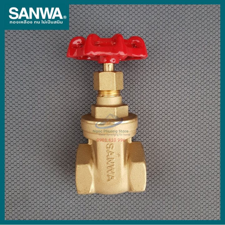 Van cửa đồng, van khóa nước SANWA THÁI LAN 21mm, 27mm, 34mm có hóa đơn VAT