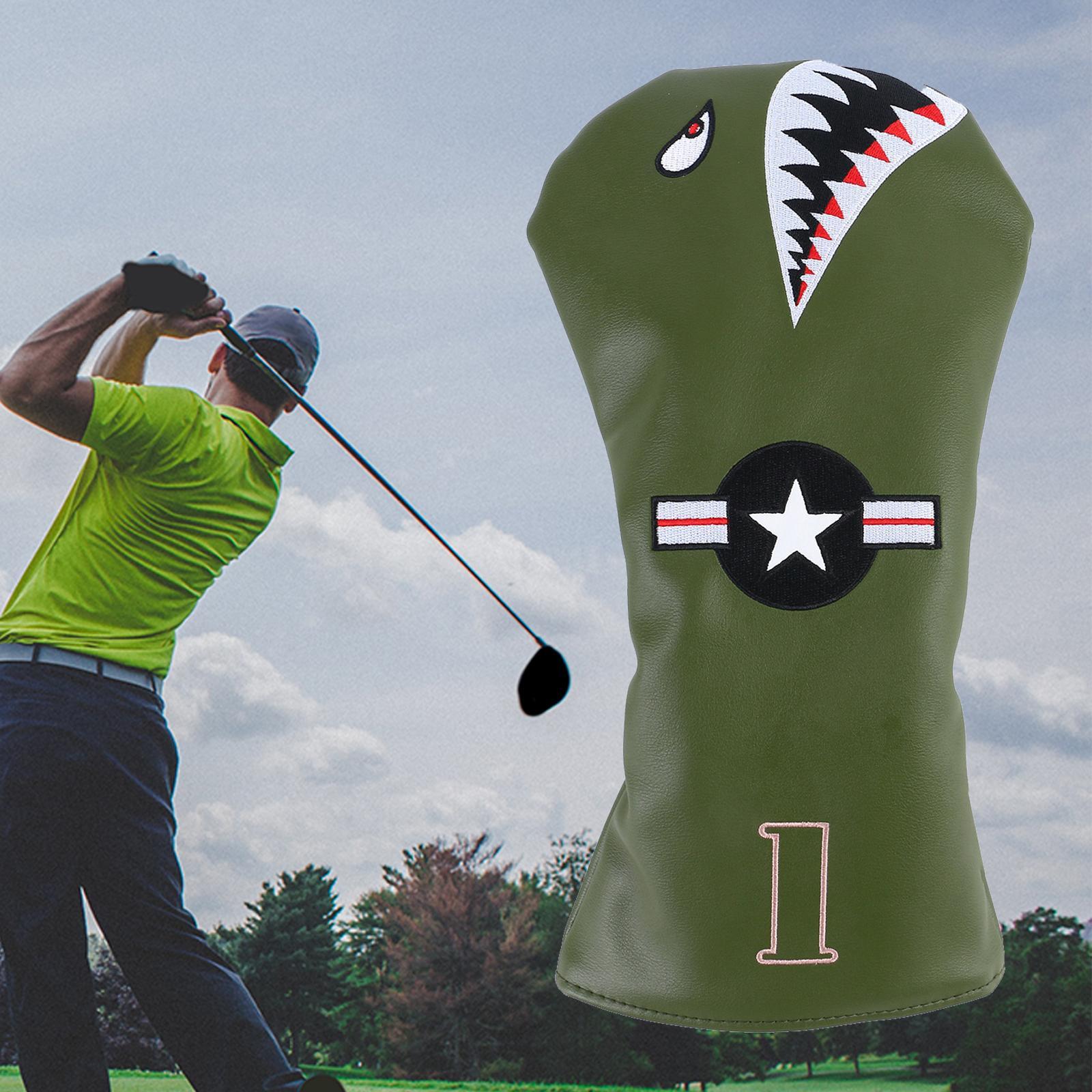 PU Leather Golf Club Headcover Non Slip Long Neck for Woods Driver Fairway Hybrid