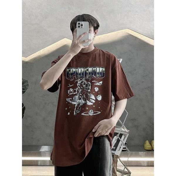 Áo thun cotton áo tay lỡ in hoạ tiết đỏ xanh ve chai EPIDEN