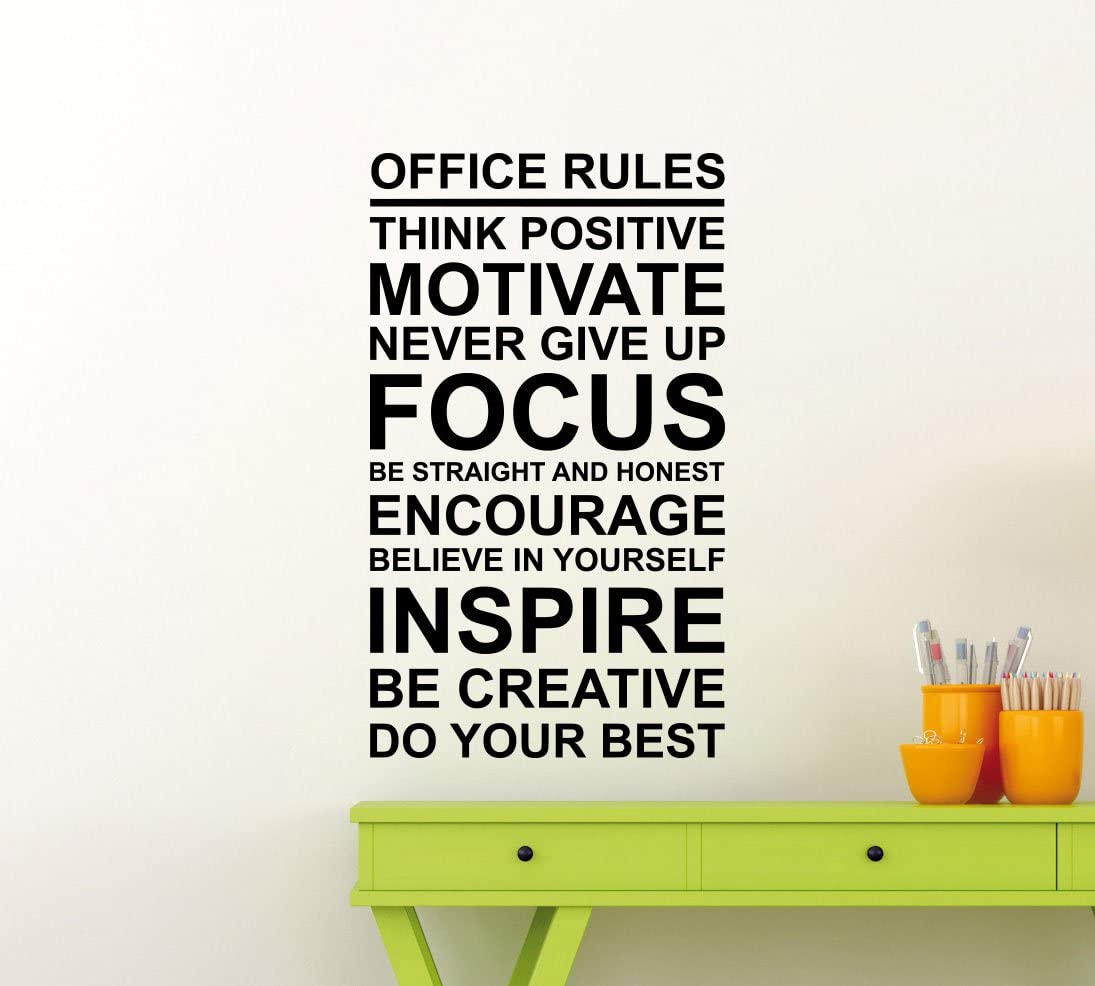 Decal dán tường tiếng anh trang trí văn phòng "Office Rules"