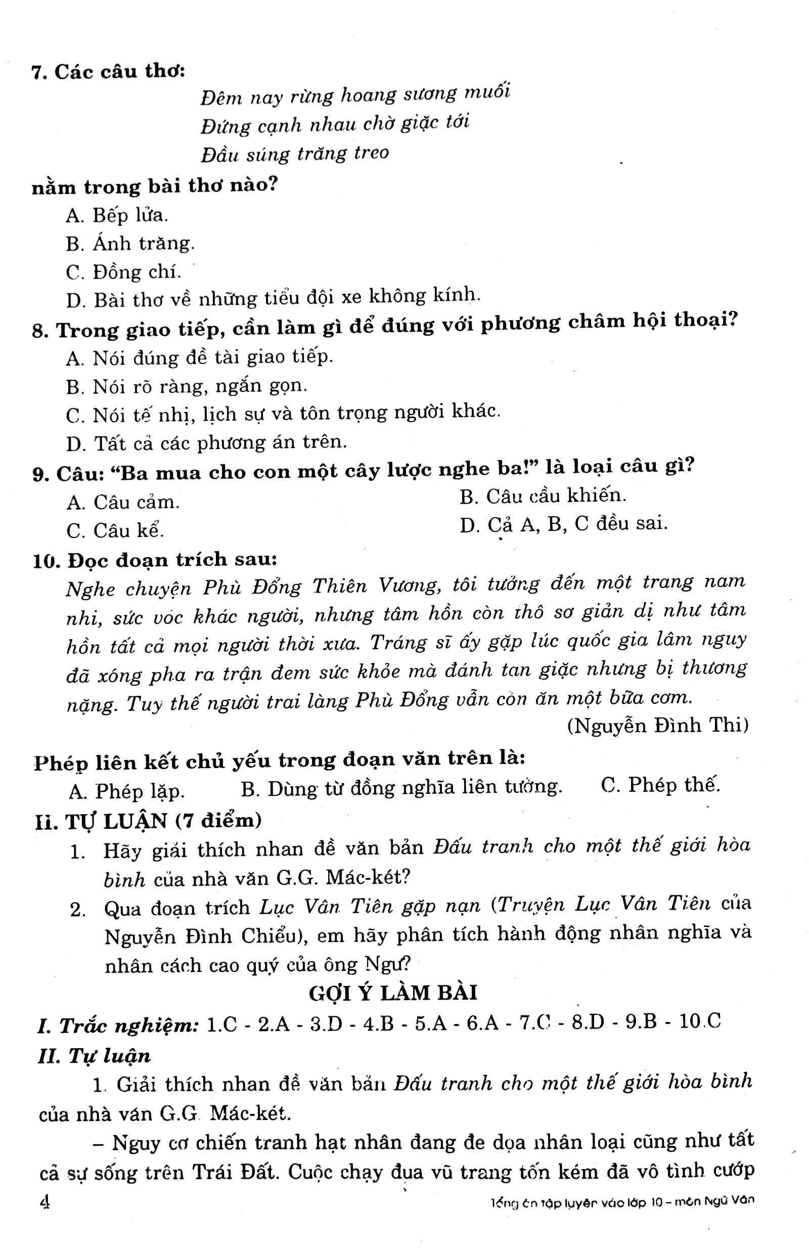 Tổng Ôn Tập Luyện Thi Lớp 9 Vào 10 Môn Ngữ Văn