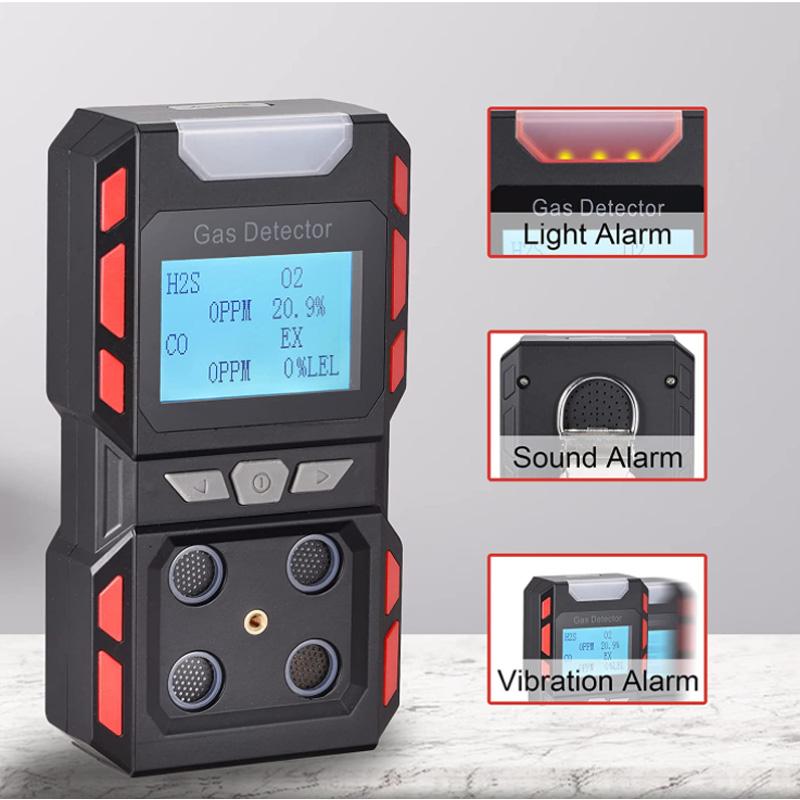 Báo động 4-Gas H2S CO O2 CH4 EX Ngộ độc rò rỉ khí đốt cảm biến phát hiện độc lập CẢNH BÁO CAO cho an toàn công nghiệp