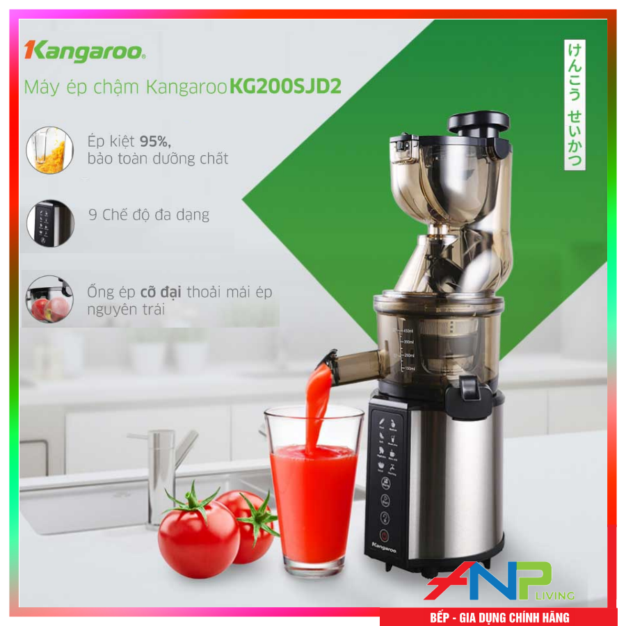 MÁY ÉP TRÁI CÂY KANGAROO KG200SJD2 (MÁY ÉP CHẬM 665ml - 200W) Hàng Chính Hãng