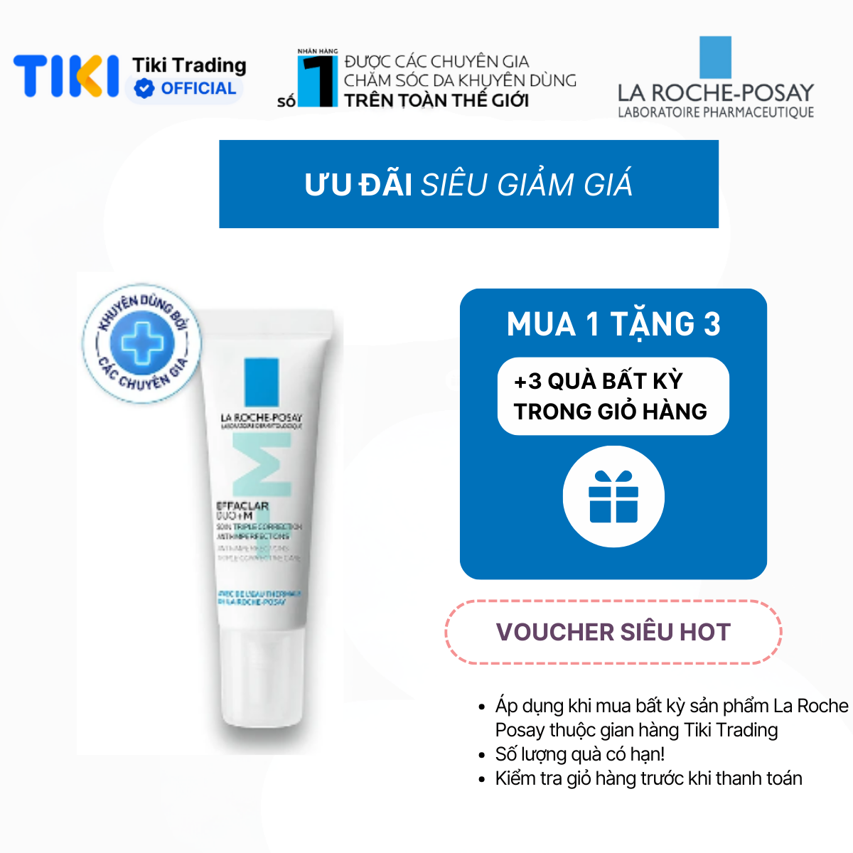 Kem dưỡng giảm mụn nhanh 8 giờ La Roche-Posay Effaclar Duo+ M 7.5ml