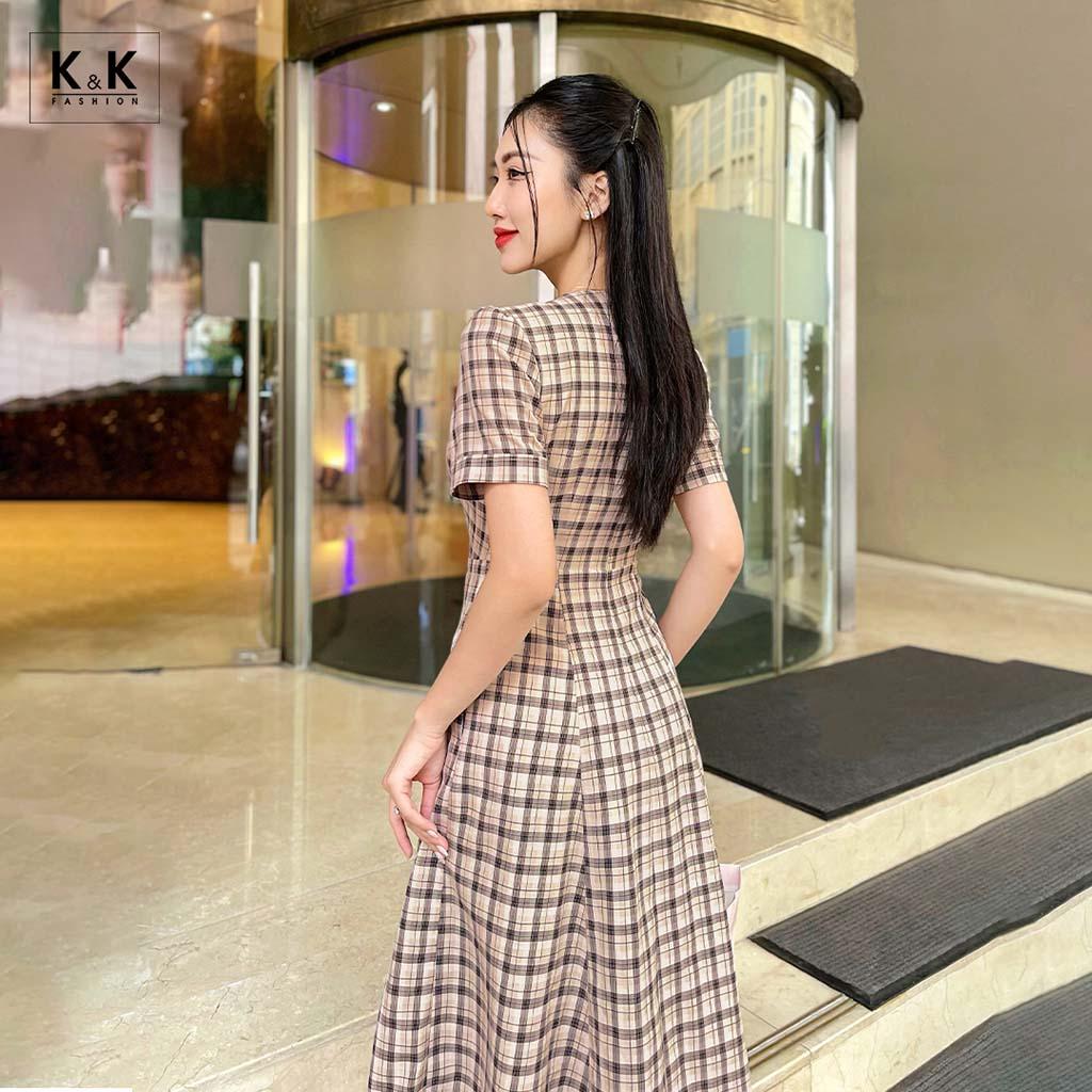 Đầm Caro Công Sở Dáng Chữ A K&amp;K Fashion KK150-11 Chất Liệu Tuytsi