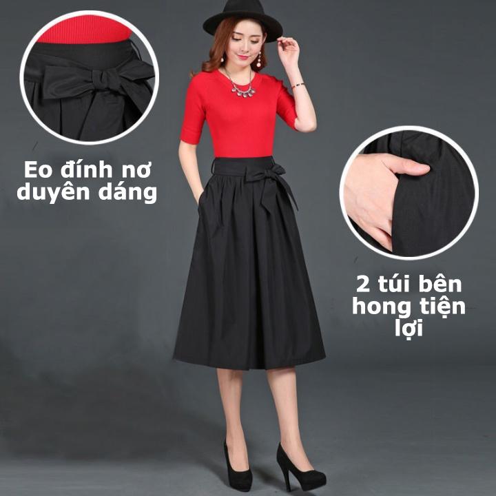 Chân Váy Xòe New Design Dáng Midi Dài Qua Gối Duyên dáng