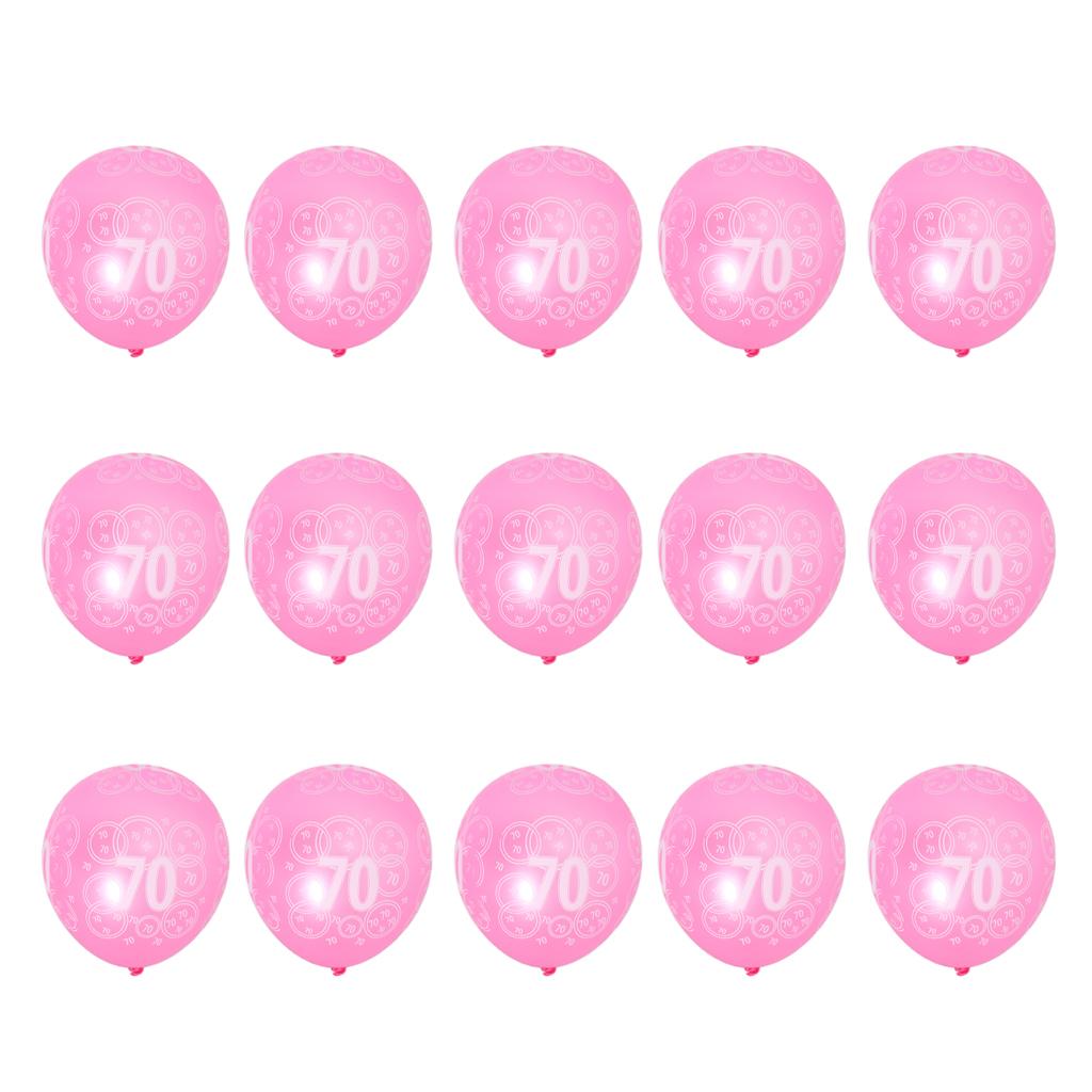 2x15 Pieces Birthday Anniversary Latex Balloon Decoration Age Number 70th Pink